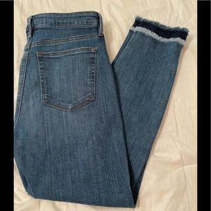 Loft skinny frayed hem jean